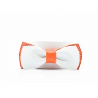 noeud papillon en cuir | blanc & orange